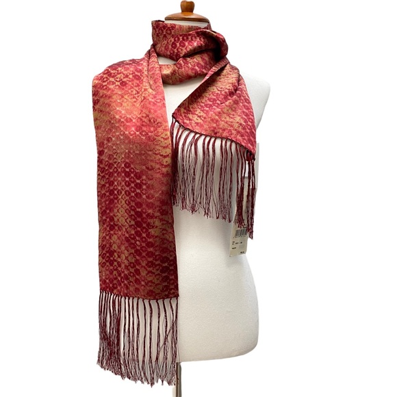 Louis Feraud Accessories - Rare Louis Feraud Scarf Deep Red with Fringe 100% Silk NWT Vintage